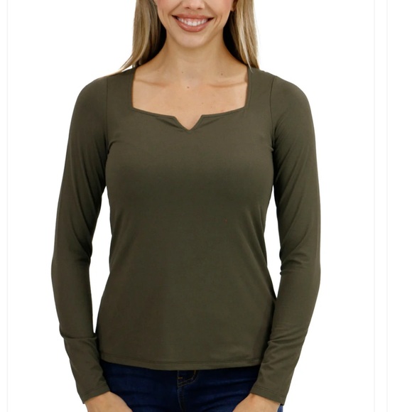 Ever Soft Square Neck Top - Olive- NWT - Picture 5 of 8